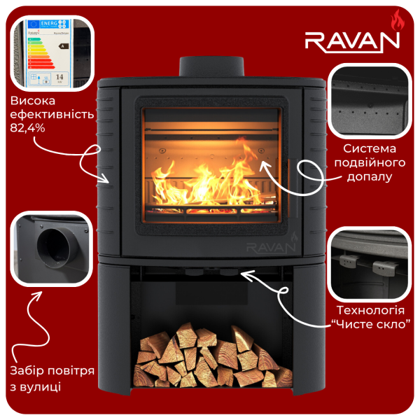 Піч-камін Ravan Deluxe 14 кВт 2390-