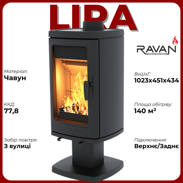 Піч-камін Ravan Lira 14 кВт 2396-