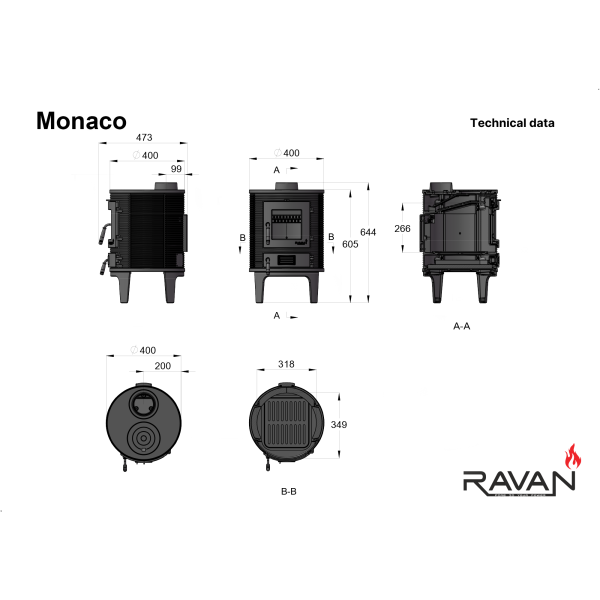 Піч-камін Ravan Monaco 7 кВт 2397-