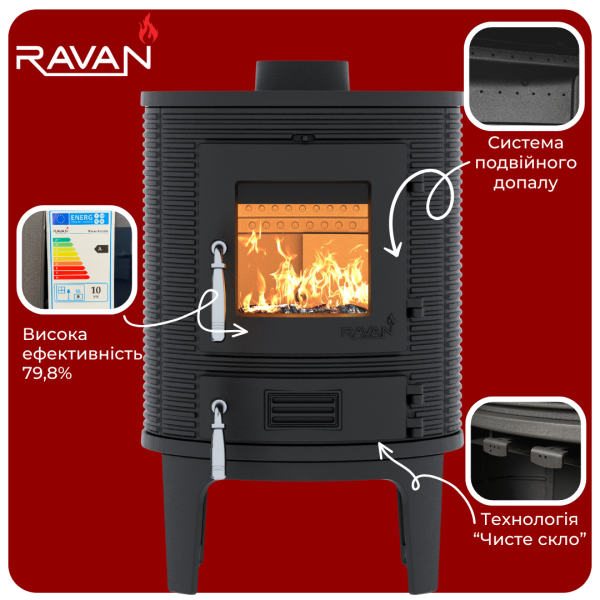Піч-камін Ravan Monaco 7 кВт 2397-