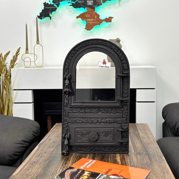 Дверка чавунна пічна Linda Дверцята чавунні пічні Iron Fire Дверцята для печі зі склом 310х530 мм 2330-02