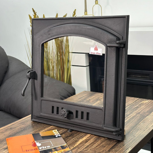 Дверцята чавунні для каміна з вогнетривким склом Iron Fire Дверцята топкові чавунні Style 50 485х485 мм 2300-02