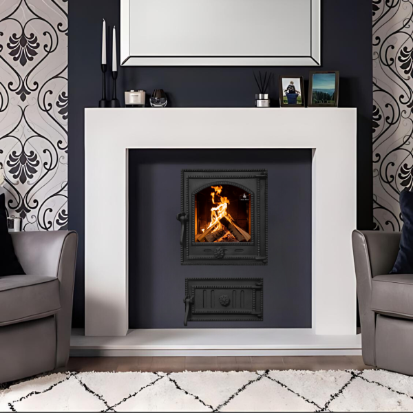 Комплект чавунні дверцята з вогнетривким склом Iron Fire Style 35 350х390 мм + піддувальні 315х180 мм 2310-02