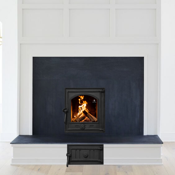 Комплект чавунні дверцята з вогнетривким склом Iron Fire Style 35 350х390 мм + піддувальні 315х180 мм 2310-02