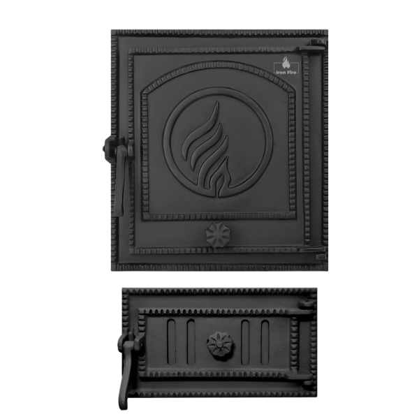 Комплект дверцята пічні для каміна та барбекю Iron Fire Style 35 WG 350х390 мм + піддувальні 315х180 мм 2320-02