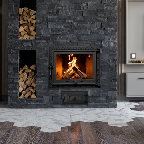 Комплект чавунні дверцята з вогнетривким склом Iron Fire Megan 590х485 мм + піддувальні 315х165 мм 2340-02