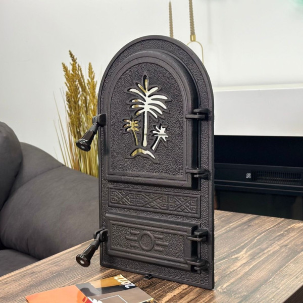 Дверцята чавуннa пічнa Palm Дверцята чавунні пічні Iron Fire Дверцята для печі зі склом 305х520 мм 2351-02