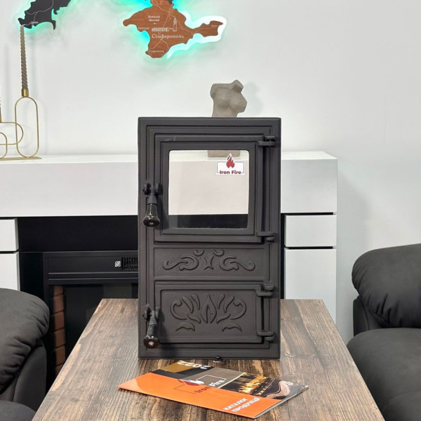 Дверцята чавунні пічні Fiona Дверцята чавунні пічні Iron Fire Дверцята для печі зі склом 305х510 мм 2321-02
