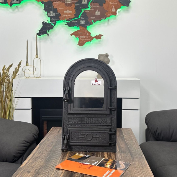 Дверцята чавунні пічні Flower Дверцята чавунні пічні Iron Fire Дверцята для печі зі склом 305х520 мм 2302-02