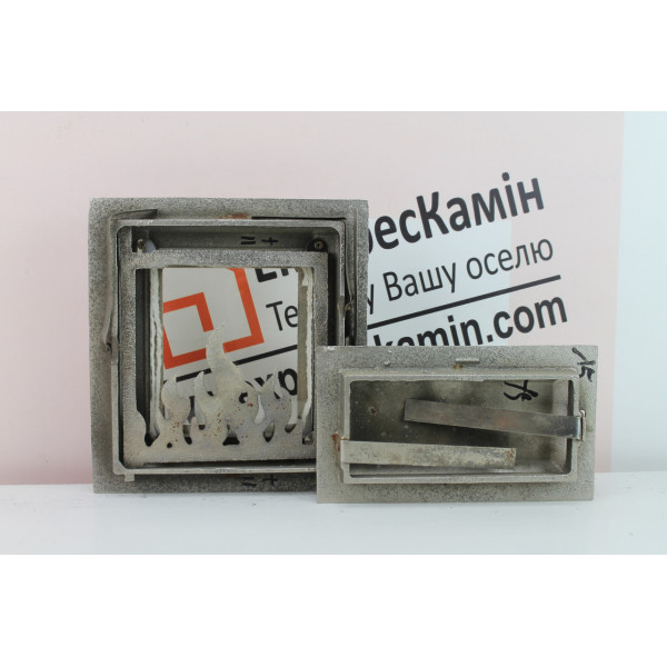 Дверцята пічні зі склом роздільні "Miranda" 250х270мм Чавунна дверцята для печі барбекю 2293-02