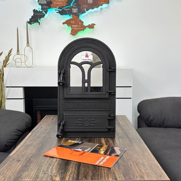 Дверцята чавунні пічні Fagure Дверцята чавунні пічні Iron Fire Дверцята для печі зі склом 305х520 мм 2303-02