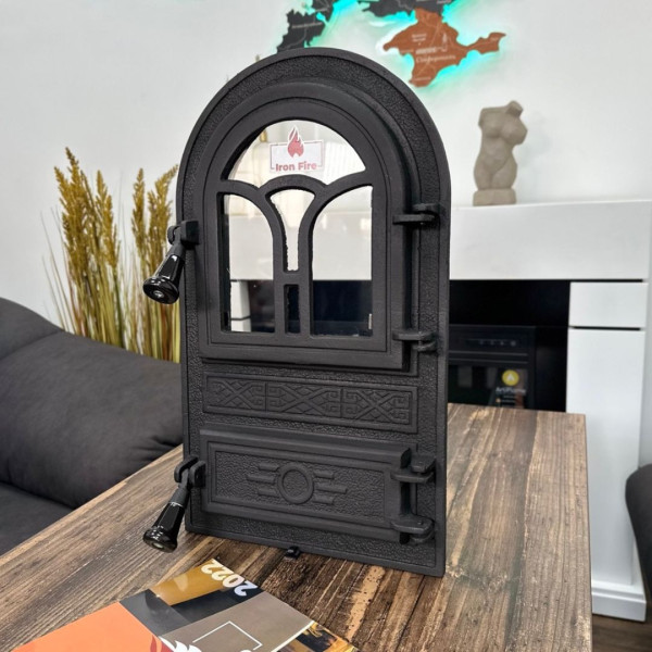 Дверцята чавунні пічні Fagure Дверцята чавунні пічні Iron Fire Дверцята для печі зі склом 305х520 мм 2303-02