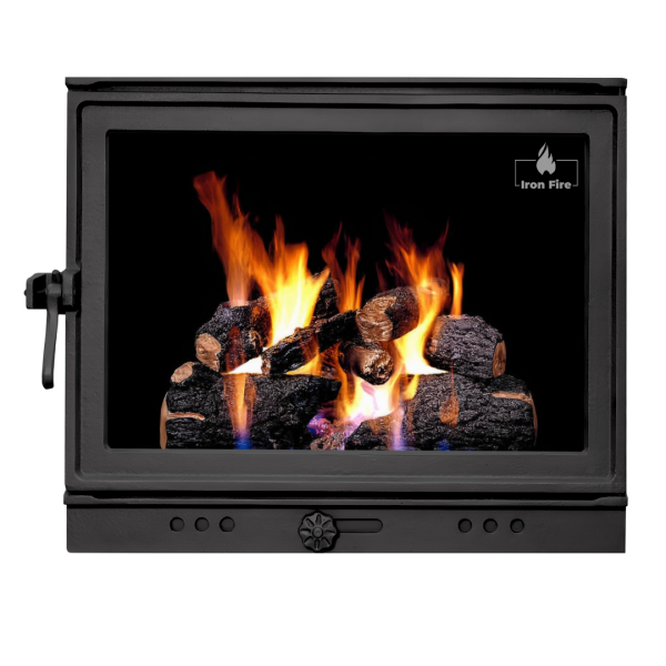 Дверцята чавунні для каміна з вогнетривким склом Iron Fire Дверцята топкові чавунні Neil 575х495 мм 2353-02
