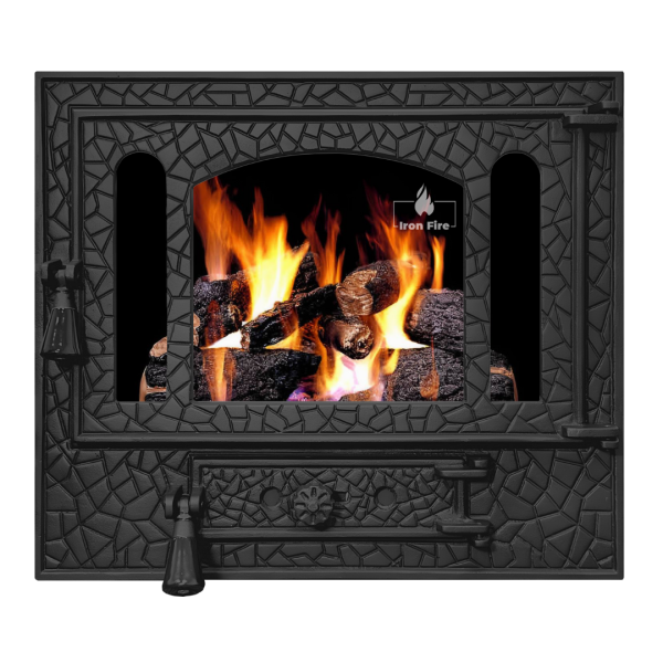 Дверцята чавунні для каміна з вогнетривким склом Iron Fire Дверцята топкові чавунні Panorama 580х500 мм 2313-02
