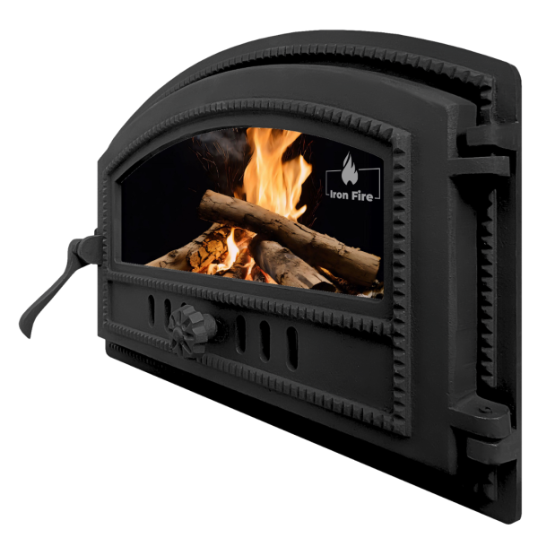 Дверцята чавунні для хлібної печі з вогнетривким склом Iron Fire Дверцята топкові чавунні Vinsit 455х285мм 2333-02