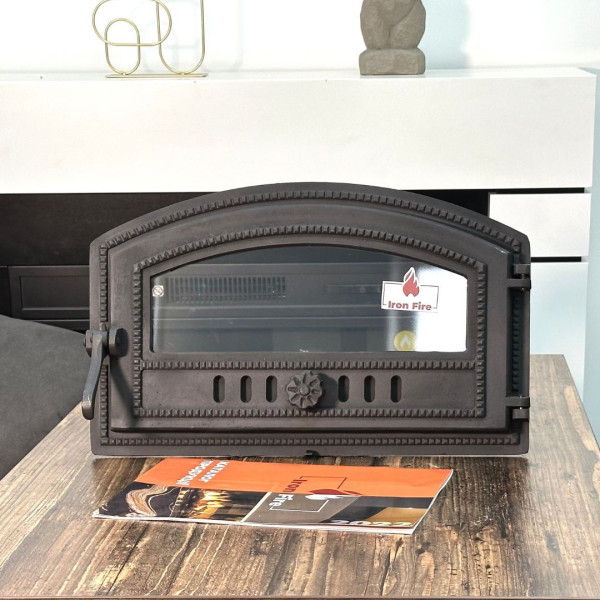 Дверцята чавунні для хлібної печі з вогнетривким склом Iron Fire Дверцята топкові чавунні Vinsit 455х285мм 2333-02