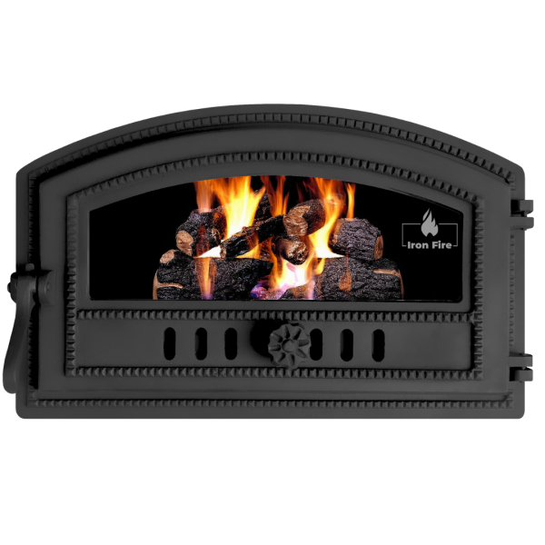 Дверцята чавунні для хлібної печі з вогнетривким склом Iron Fire Дверцята топкові чавунні Vinsit 455х285мм 2333-02