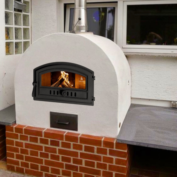 Дверцята чавунні для хлібної печі з вогнетривким склом Iron Fire Дверцята топкові чавунні Vinsit 455х285мм 2333-02