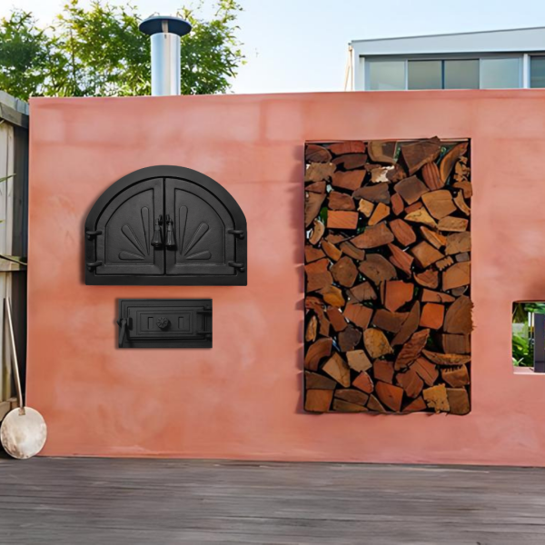 Дверцята чавунні для каміна та барбекю Iron Fire Дверцята топкові чавунні на камін Adeline 550х410 мм 2304-02