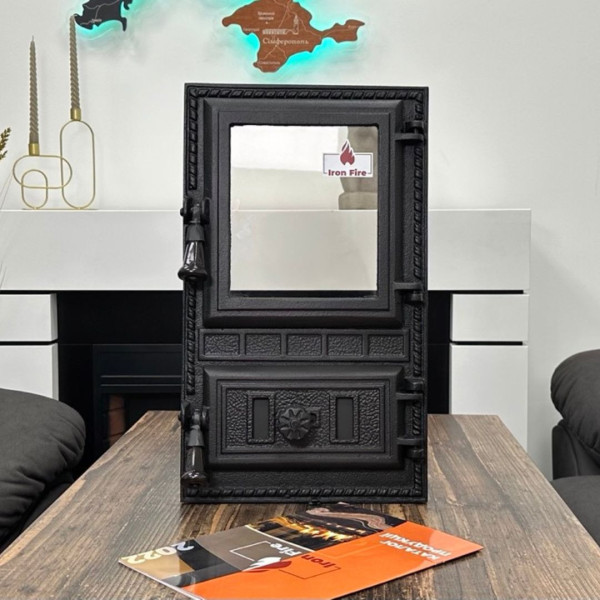 Дверцята чавунні пічні Aventa Дверцята чавунні пічні Iron Fire Дверцята для печі зі склом 295х500 мм 2345-02