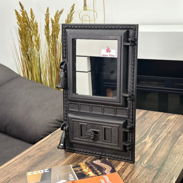 Дверцята чавунні пічні Aventa Дверцята чавунні пічні Iron Fire Дверцята для печі зі склом 295х500 мм 2345-02