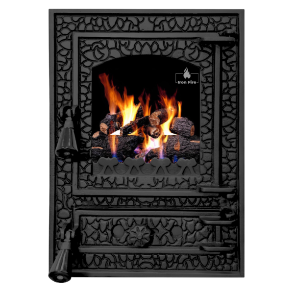 Дверцята чавунні пічні Bastion Дверцята чавунні пічні Iron Fire Дверцята для печі зі склом 370х490 мм 2295-02