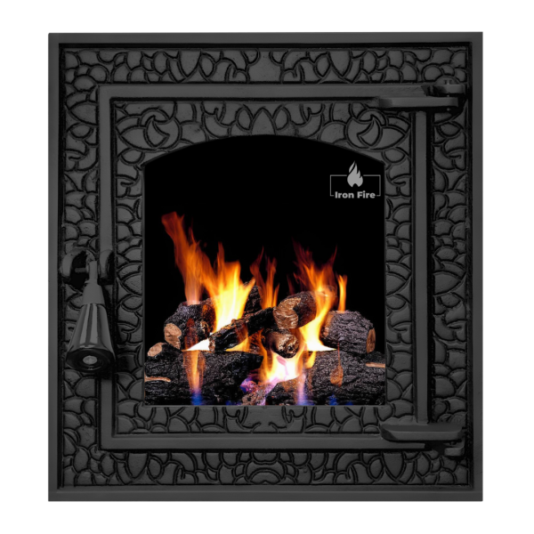 Дверцята чавунні для каміна з вогнетривким склом Iron Fire Дверцята топкові чавунні Bastion S 370x400 мм 2325-02