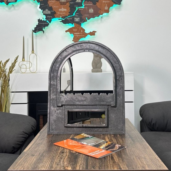 Дверцята чавунні пічні Artik Дверцята чавунні пічні Iron Fire Дверцята для печі зі склом 460х560 мм 2306-02