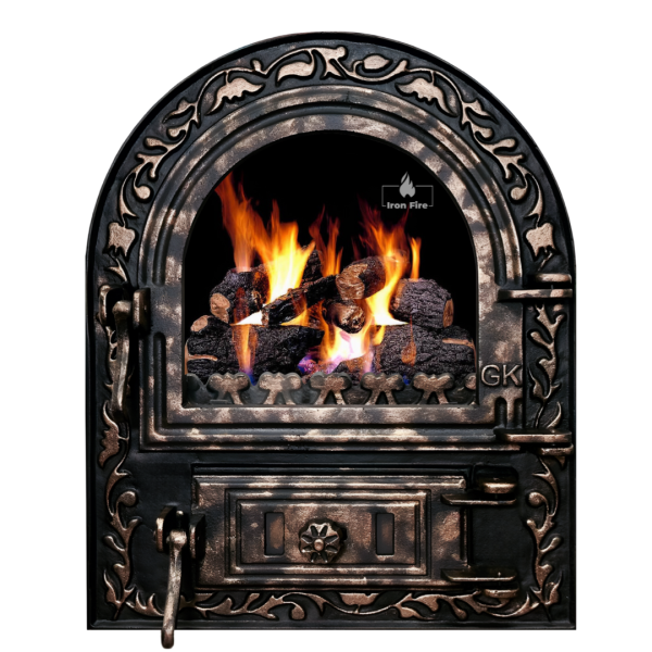 Дверцята чавунні пічні Artik Дверцята чавунні пічні Iron Fire Дверцята для печі зі склом 460х560 мм 2306-02