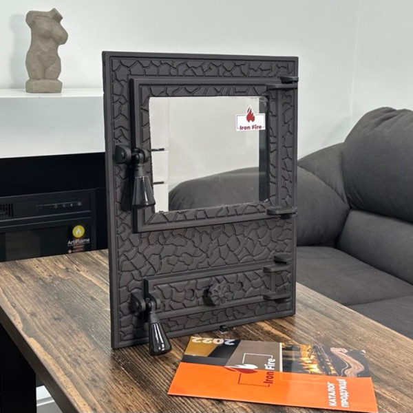 Дверцята чавунні пічні Vision Дверцята чавунні пічні Iron Fire Дверцята для печі зі склом 310х530 мм 2346-02