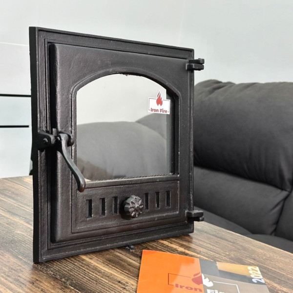 Комплект чавунні дверцята з вогнетривким склом Iron Fire Style 40 390х390 мм + піддувальні 315х165 мм 2316-02