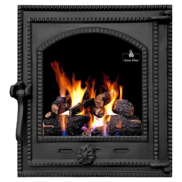 Дверцята чавунні для каміна з вогнетривким склом Iron Fire Дверцята топкові чавунні Style 35 350x390 мм 2307-02