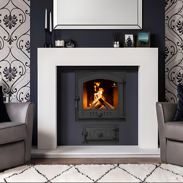 Комплект чавунні дверцята з вогнетривким склом Iron Fire Style 50 485х485 мм + піддувальні 315х165 мм 2317-02