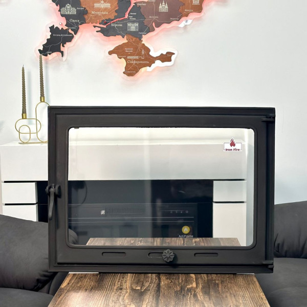 Дверцята чавунні для каміна з вогнетривким склом Iron Fire Дверцята топкові чавунні Style 75 730х540 мм 2308-02