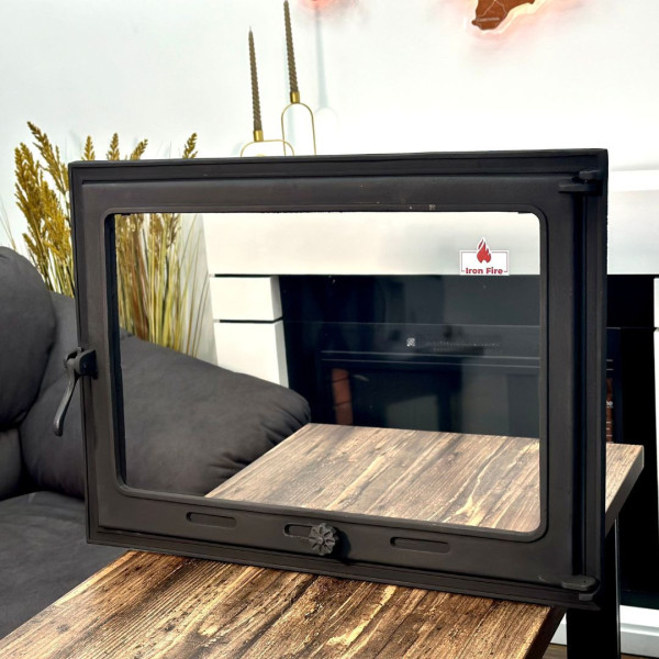 Дверцята чавунні для каміна з вогнетривким склом Iron Fire Дверцята топкові чавунні Style 75 730х540 мм 2308-02