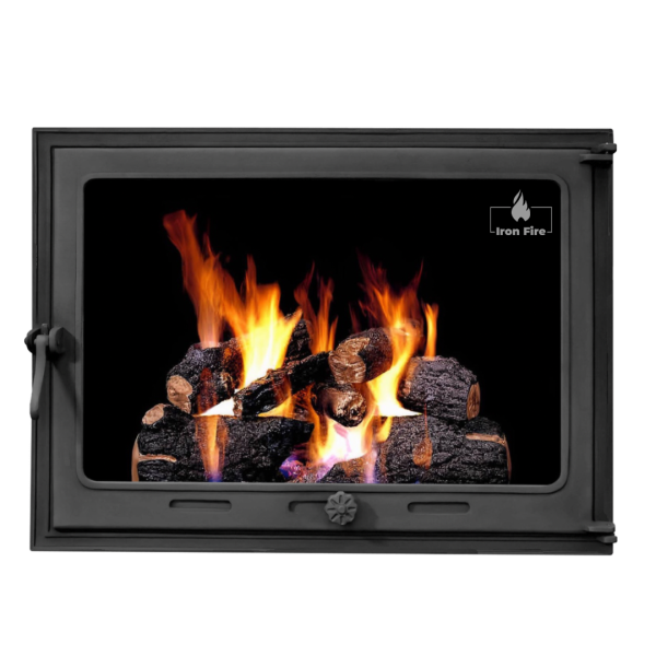 Дверцята чавунні для каміна з вогнетривким склом Iron Fire Дверцята топкові чавунні Style 75 730х540 мм 2308-02