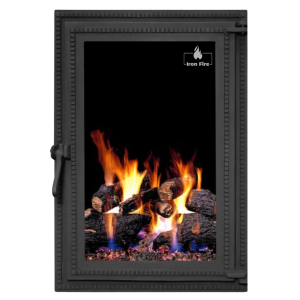 Дверцята чавунні для каміна з вогнетривким склом Iron Fire Дверцята топкові чавунні Brown 440х640 мм 2328-02