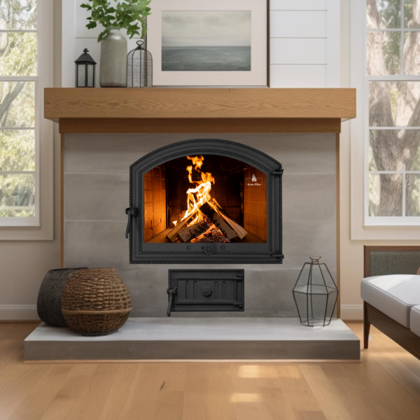 Комплект чавунні дверцята з вогнетривким склом Iron Fire Sandra 575х475 мм + піддувальні 315х180 мм 2338-02