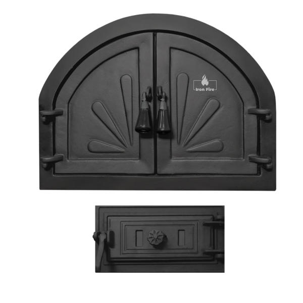 Комплект дверцята пічні для каміна та барбекю Iron Fire Adeline 550х410 мм + піддувальні 315х165 мм 2358-02