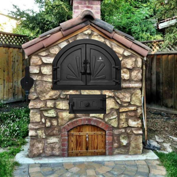 Комплект дверцята пічні для каміна та барбекю Iron Fire Adeline 550х410 мм + піддувальні 315х165 мм 2358-02