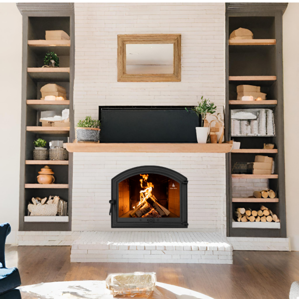 Дверцята чавунні для каміна з вогнетривким склом Iron Fire Дверцята топкові чавунні Sandra 575х475 мм 2329-02