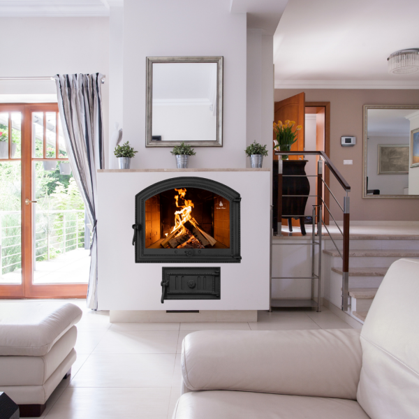 Дверцята чавунні для каміна з вогнетривким склом Iron Fire Дверцята топкові чавунні Sandra 575х475 мм 2329-02