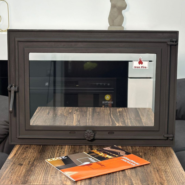 Дверцята чавунні для каміна з вогнетривким склом Iron Fire Дверцята топкові чавунні Adam 640х440 мм 2319-02