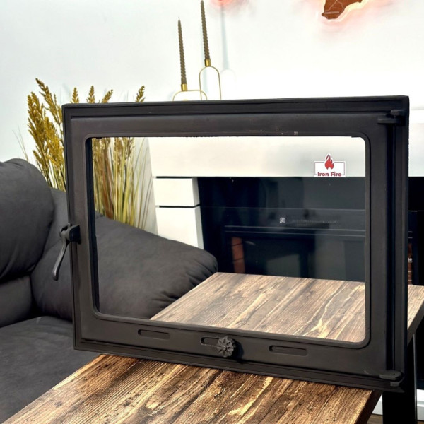 Комплект чавунні дверцята з вогнетривким склом Iron Fire Style 75 730х540 мм + піддувальні 315х165 мм 2339-02