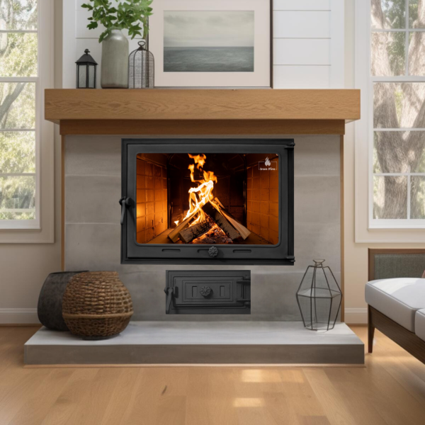 Комплект чавунні дверцята з вогнетривким склом Iron Fire Style 75 730х540 мм + піддувальні 315х165 мм 2339-02